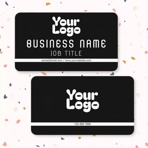 Upload Your Logo  Black  White editable Business Card