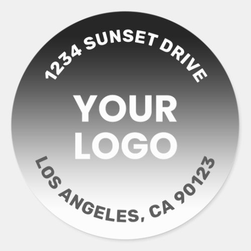 Upload Your Logo  Black  White Gradient Ombre Classic Round Sticker