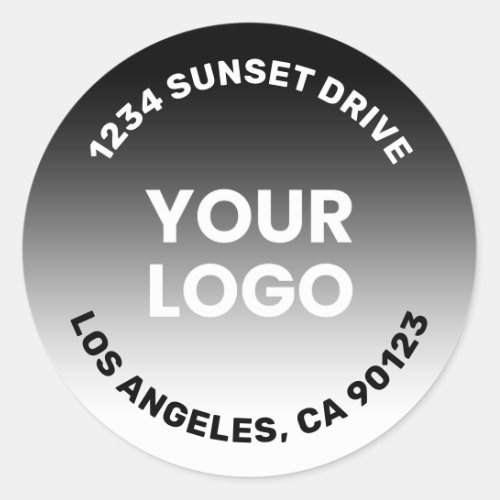 Upload Your Logo  Black  White Gradient Ombre Classic Round Sticker