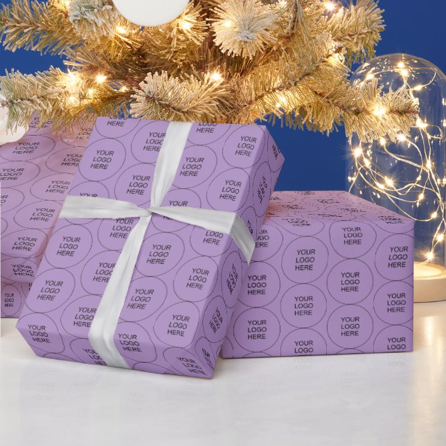 Upload Your Logo Brand Elegant Purple Business Wrapping Paper (Holidays)