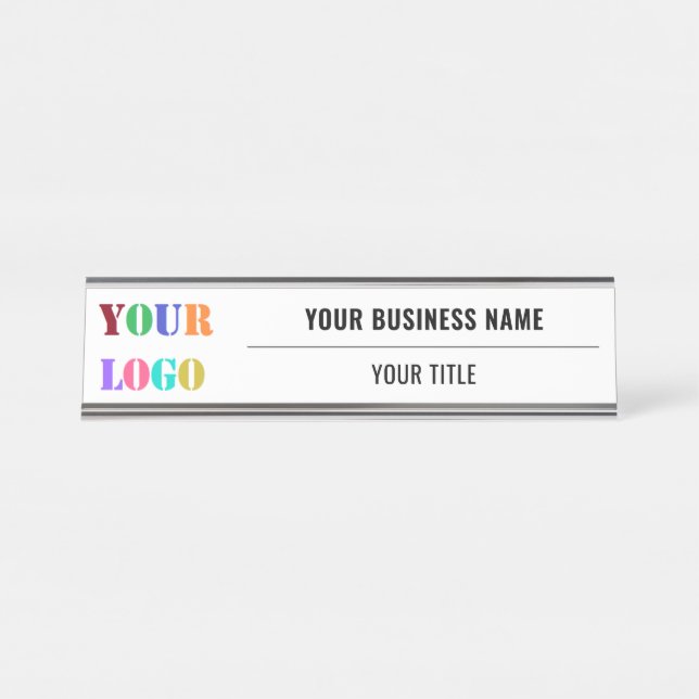 Upload Your Logo Business Desk Name Plate Example (Front)
