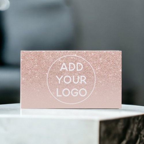Upload your logo chic blush rose gold ombre business card