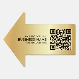 Upload Your Logo Custom QR Code Gold Arrow Yard Sign