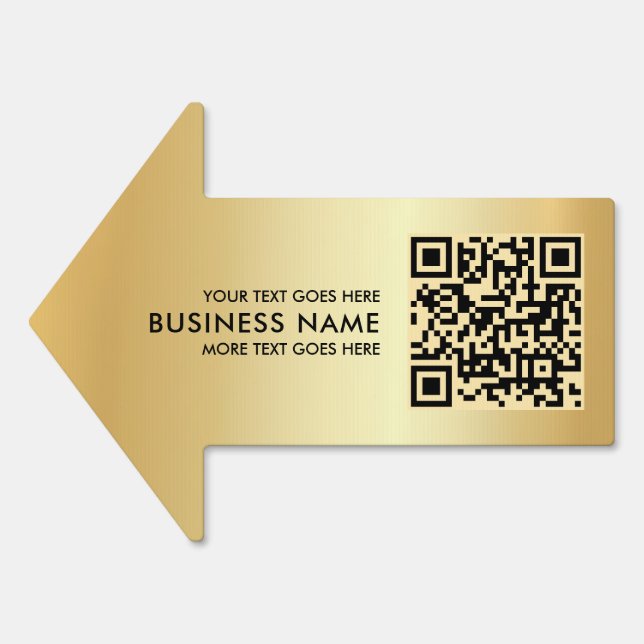 Upload Your Logo Custom QR Code Gold Arrow Yard Sign (Front)