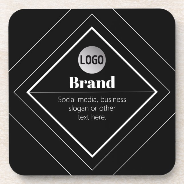 Upload Your Logo & Customizable Text Design Beverage Coaster (Front)