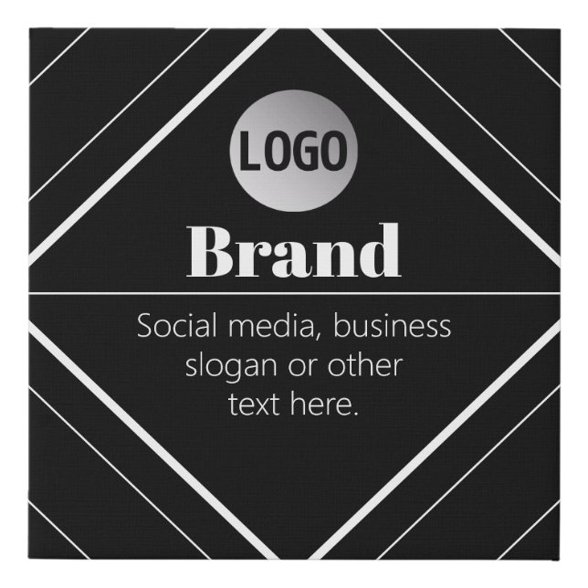 Upload Your Logo & Customizable Text Design Faux Canvas Print (Front)