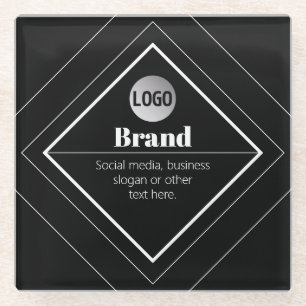 Upload Your Logo & Customizable Text Design Glass Coaster