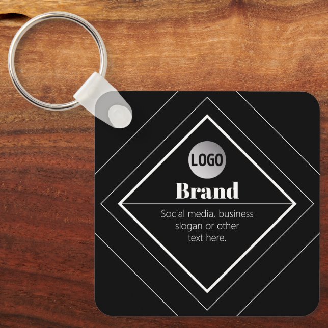 Upload Your Logo & Customizable Text Design Keychain (Front)
