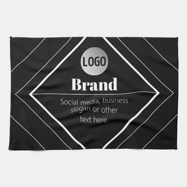 Upload Your Logo & Customizable Text Design Kitchen Towel (Horizontal)