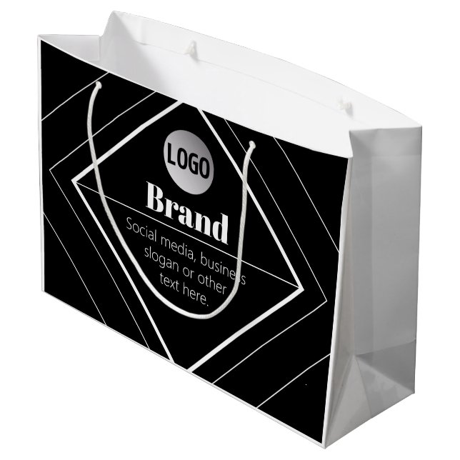 Upload Your Logo & Customizable Text Design Large Gift Bag (Back Angled)