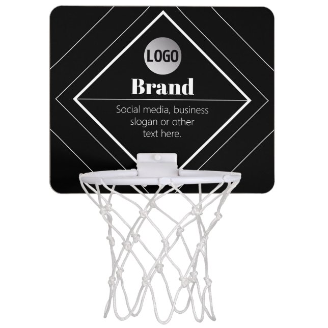 Upload Your Logo & Customizable Text Design Mini Basketball Hoop (Front)