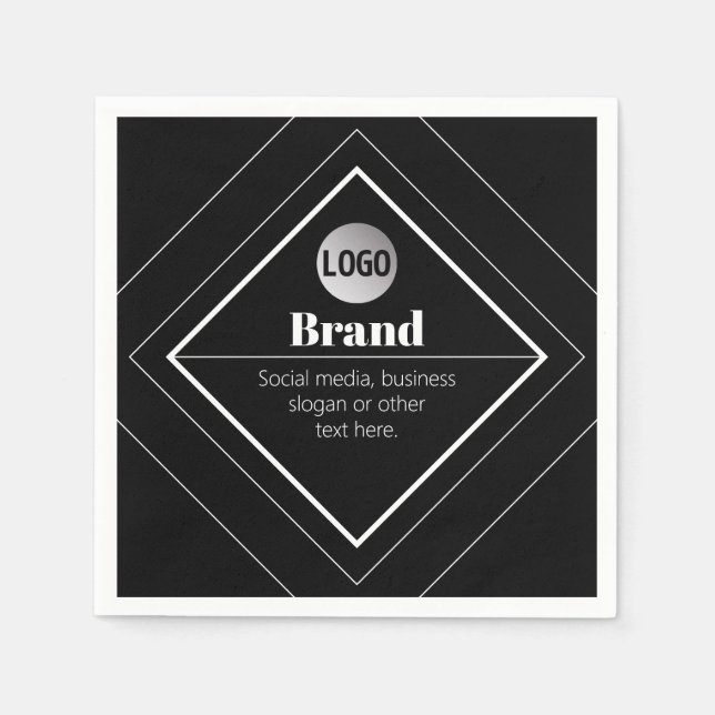 Upload Your Logo & Customizable Text Design Napkins (Front)