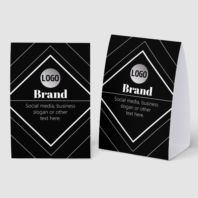 Upload Your Logo & Customizable Text Design Paper Table Tent (Front/Back)