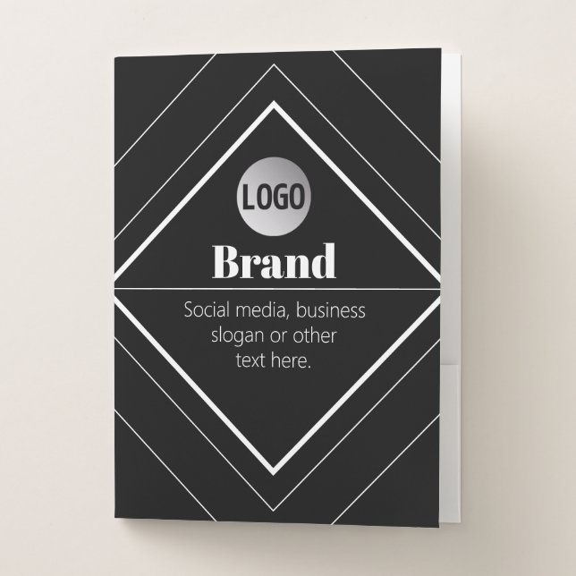 Upload Your Logo & Customizable Text Design Pocket Folder (Front)