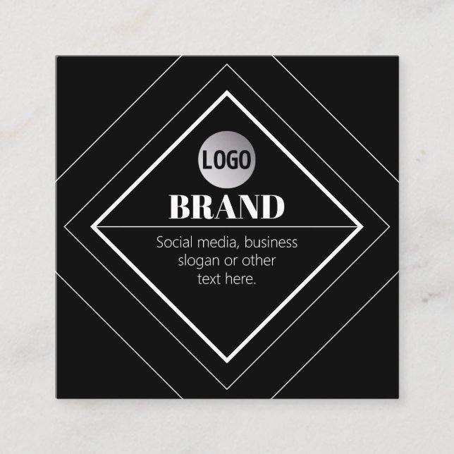 Upload Your Logo & Customizable Text Design Square Business Card (Front)