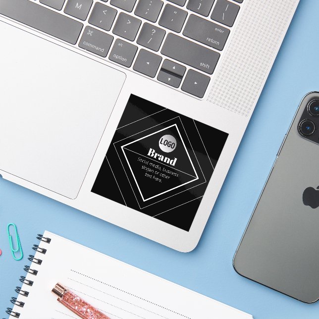 Upload Your Logo & Customizable Text Design Sticker (Laptop w/ iPhone)