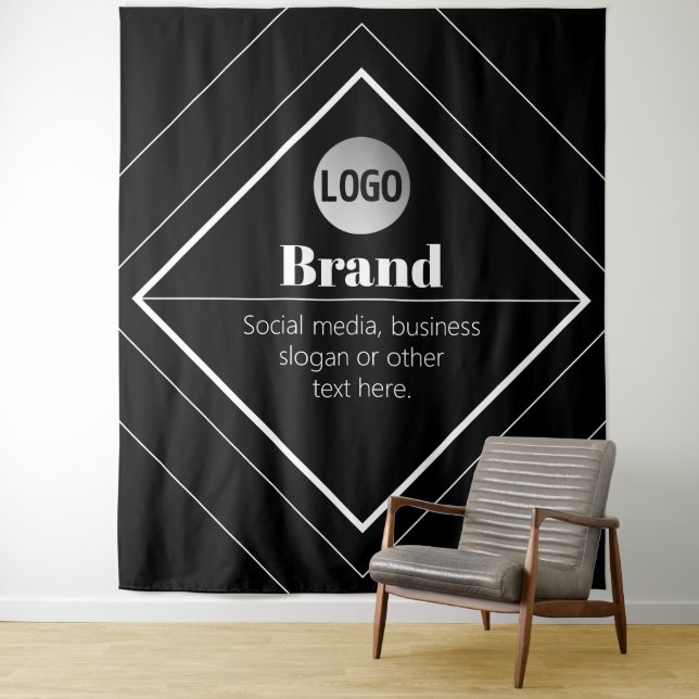 Upload Your Logo & Customizable Text Design Tapestry (In Situ)