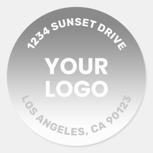 Upload Your Logo  Grey  White Gradient Ombre Classic Round Sticker