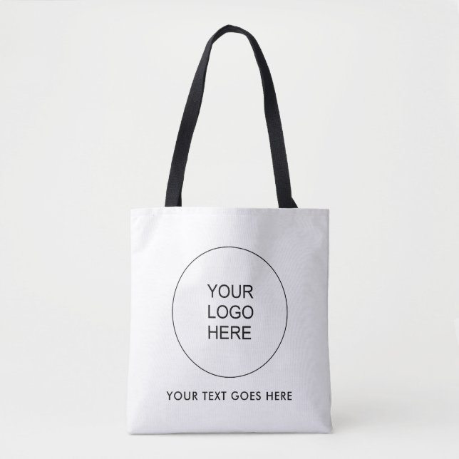 Upload Your Logo Here Custom Text Double Sided Tote Bag (Front)