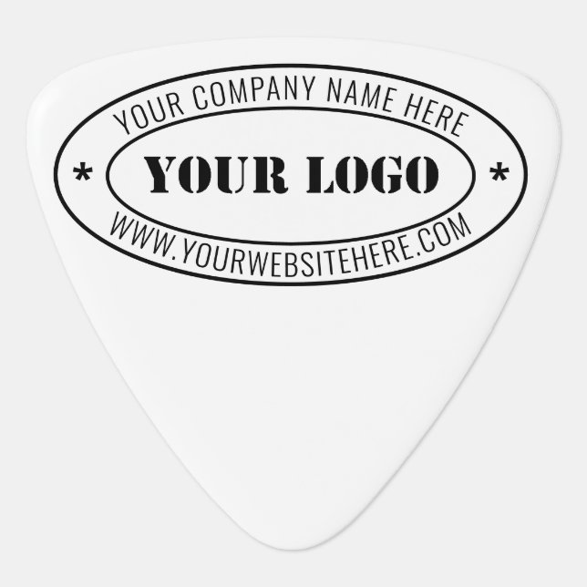 Upload Your Logo Info Branded Guitar Pick Example (Front)