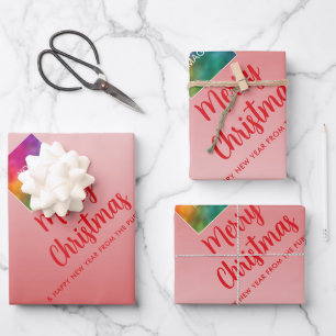Upload Your Logo Merry Christmas Red White Wrapping Paper Sheets