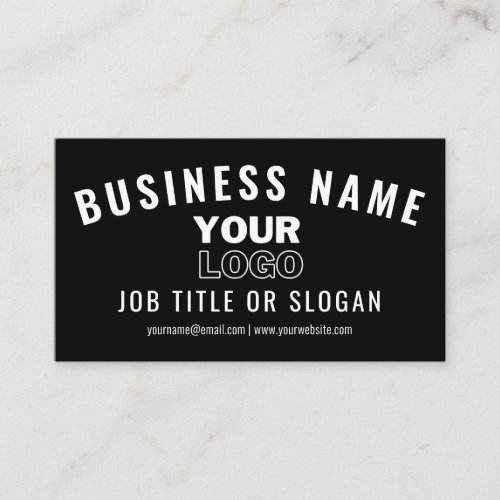 Upload Your Logo  Modern Black  White editable Business Card