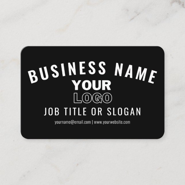 Upload Your Logo | Modern Black & White (editable) Business Card (Front)