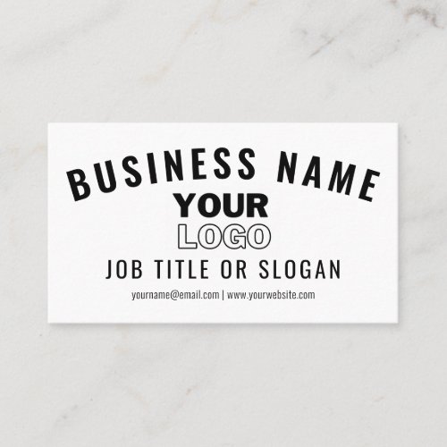 Upload Your Logo  Modern White  Black editable Business Card