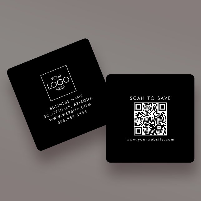 Upload Your Logo QR Code Generator Custom Modern Square Business Card (Creator Uploaded)