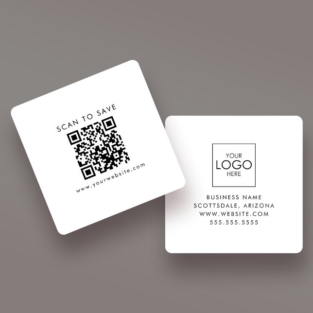 Upload Your Logo QR Code Generator Custom Modern Square Business Card (Creator Uploaded)