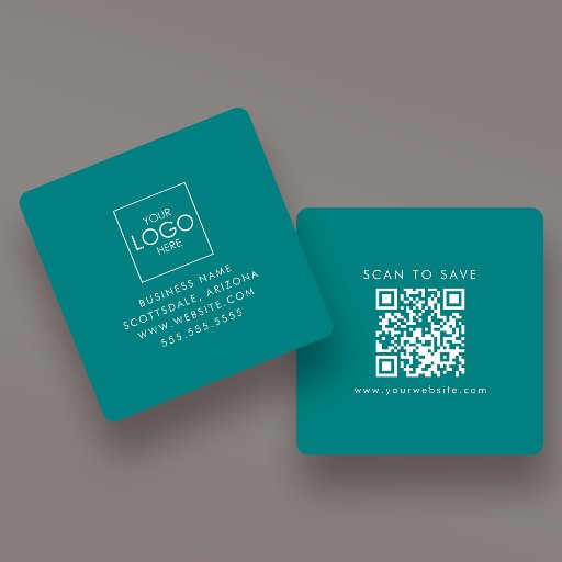 Customizable Upload Your Logo QR Code Generator Custom Modern Square Business Card