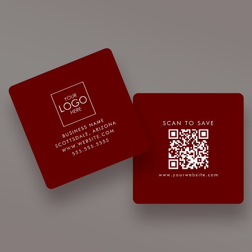 Customizable Upload Your Logo QR Code Generator Custom Modern Square Business Card