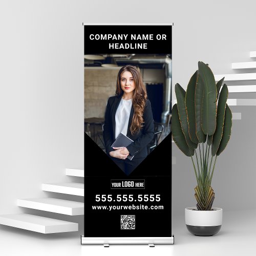 Upload Your Logo QR Code Tradeshow Roll Up Signage Retractable Banner
