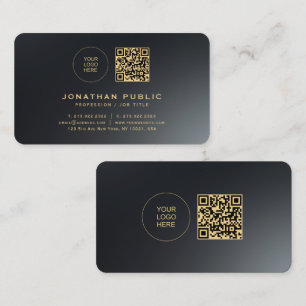 Upload Your Logo Rounded Corner Black & Gold Business Card