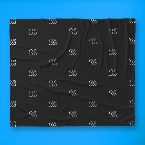 Upload Your Logo Simple Repeating Logo  Black Fleece Blanket