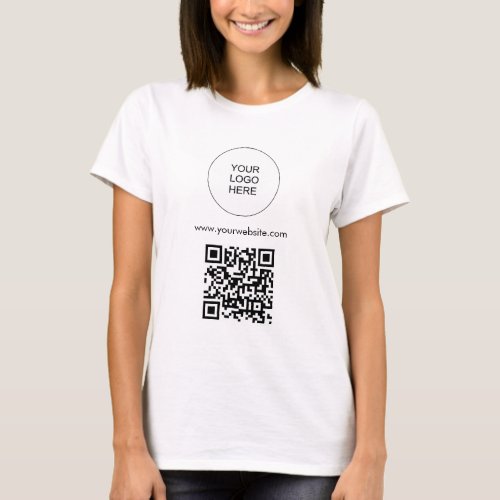 Upload Your Logo Template Womens Modern QR Code T_Shirt