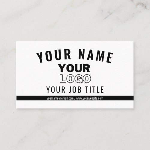 Upload Your Logo  White  Black editable Business Card