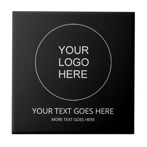 Upload Your Own Business Company Logo Black Ceramic Tile