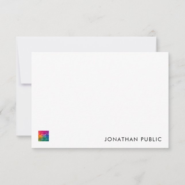 Upload Your Own Business Company Logo Here Note Card (Front)