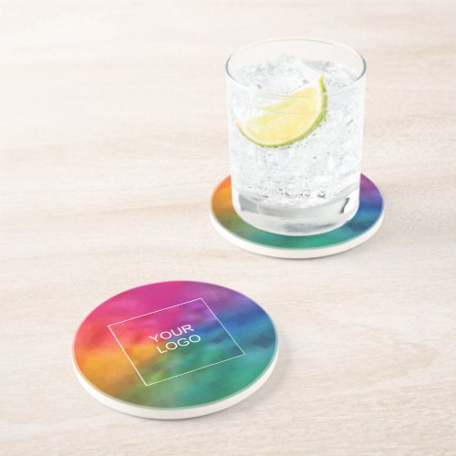 Upload Your Own Business Logo Here Round Sandstone Coaster