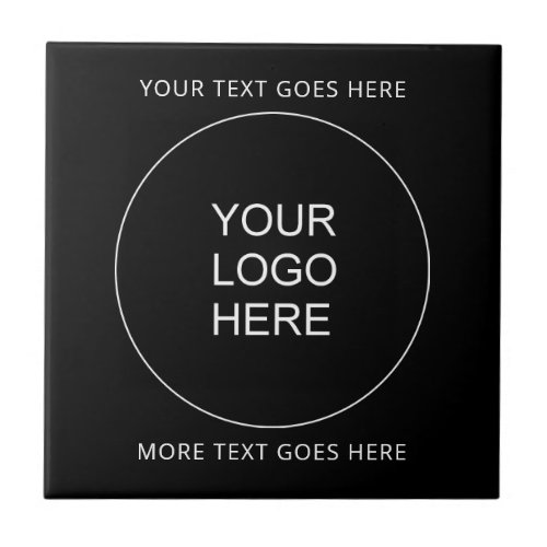 Upload Your Own Company Logo Add Text Black Ceramic Tile