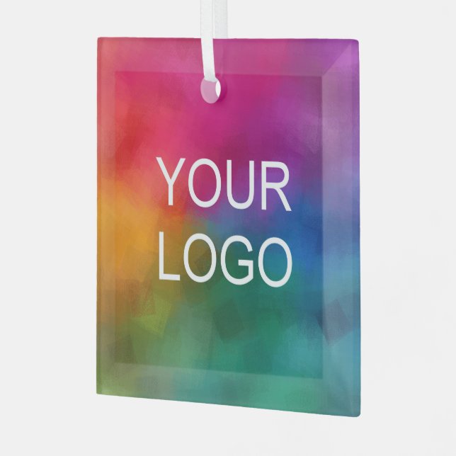 Upload Your Own Company Logo Custom Square Glass Ornament (Front Left)