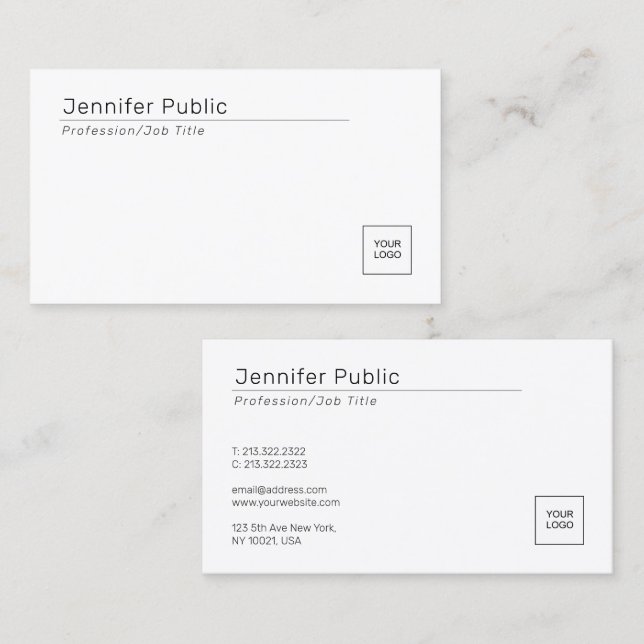 Upload Your Own Company Logo Custom Template Business Card (Front/Back)