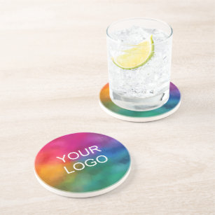 Upload Your Own Company Logo Here Round Sandstone Coaster