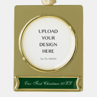 Upload Your Own Design Gold Plated Banner Ornament