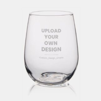 Upload Your Own Design Here | Blackand White Stemless Wine Glass