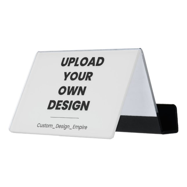 Upload Your Own Design Here | Custom Template Desk Business Card Holder (Angled Back)