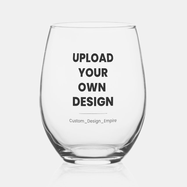 Upload Your Own Design Here | Custom Template Stemless Wine Glass (Front)