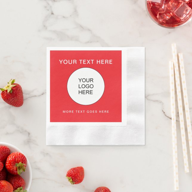 Upload Your Own Logo Christmas Red Coined Cocktail Napkins (Insitu)