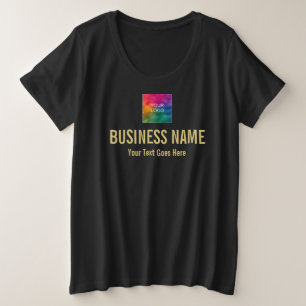 Upload Your Own Logo Here Black And Gold Womens Plus Size T-Shirt